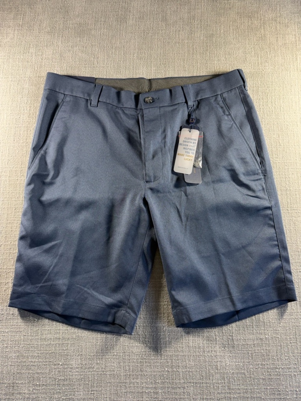 Oxford Men's Vintage Indigo Stretch Lightweight golf  Shorts Flat Front Pockets